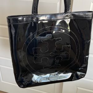 Tory Burch Black Patent Leather Tote Bag